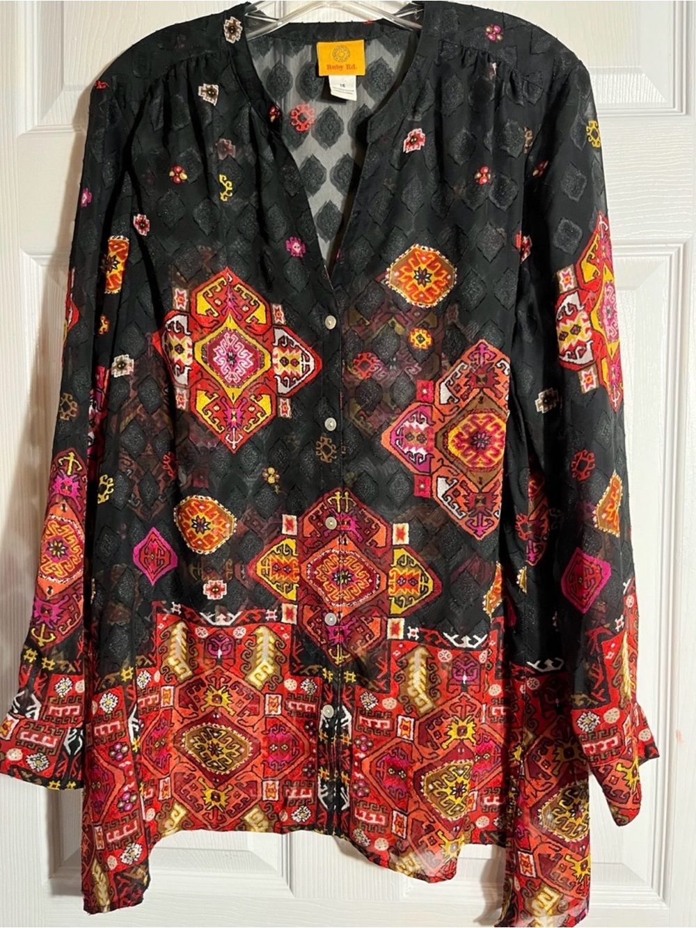 Ruby Rd sheer boho top - Picture 2 of 4